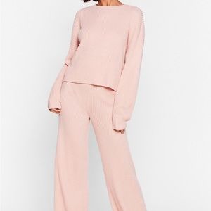Nasty Gal Knit Alone Sweater and Wide-Leg Lounge Set